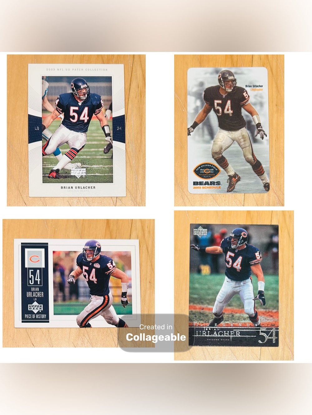 Chicago Bears Brian Urlacher Collectors Cards (Lot of 4) - VGC